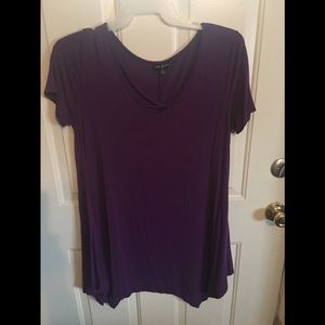Purple knit tunic shark bite hem